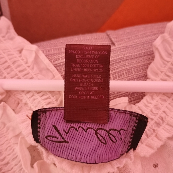 Trulli Womens Cream Short Sleeve Sheer Lace Blouse With Tie Front (Size L) - Picture 4 of 5